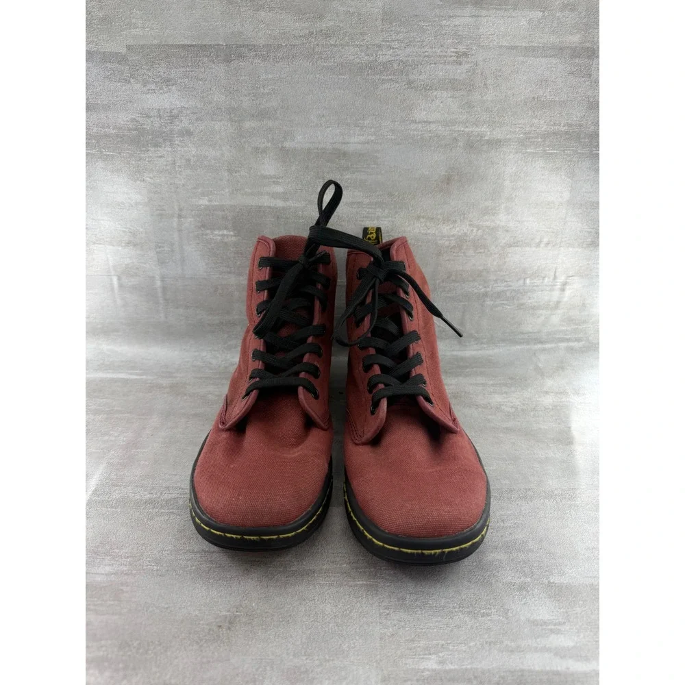 Dr. Martens Shoreditch Canvas 7-Eye Boots Burgundy Women Sz 7 AW004 SK04R